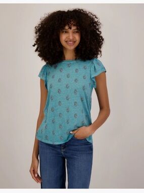 C & C California Women's Somerset Ruffle Sleeve Shirt Floral